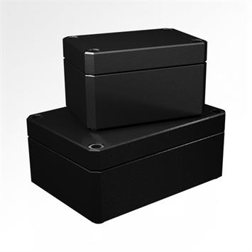 Kunststoffgehäuse PC 180x130x90  Deckel und Unterteil schwarz  Farbe: RAL9005
