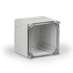 Kunststoffgehäuse PC 200x200x180 / 4xF1 Ausbruchöffnungen / Deckel transparent