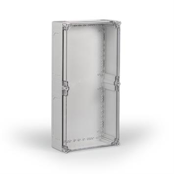 Kunststoffgehäuse PC 300x600x130 / 6xF2 Ausbruchöffnungen / Deckel transparent