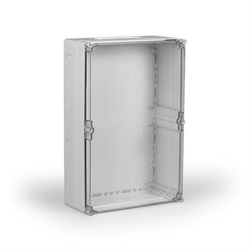 Kunststoffgehäuse PC 400x600x180 / 6xF2 Ausbruchöffnungen / Deckel transparent