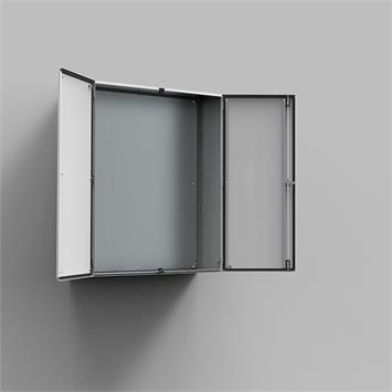 Coffrets muraux, double porte/RAL 7043/sans plaque de montage