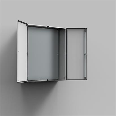 Coffrets muraux, double porte/RAL 7043/sans plaque de montage